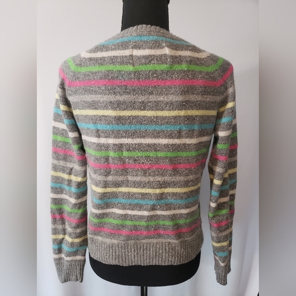 AEROPOSTALE Women's Angora Rabbit Hair Striped Crew Neck Sweater Size L. - Picture 2 of 4